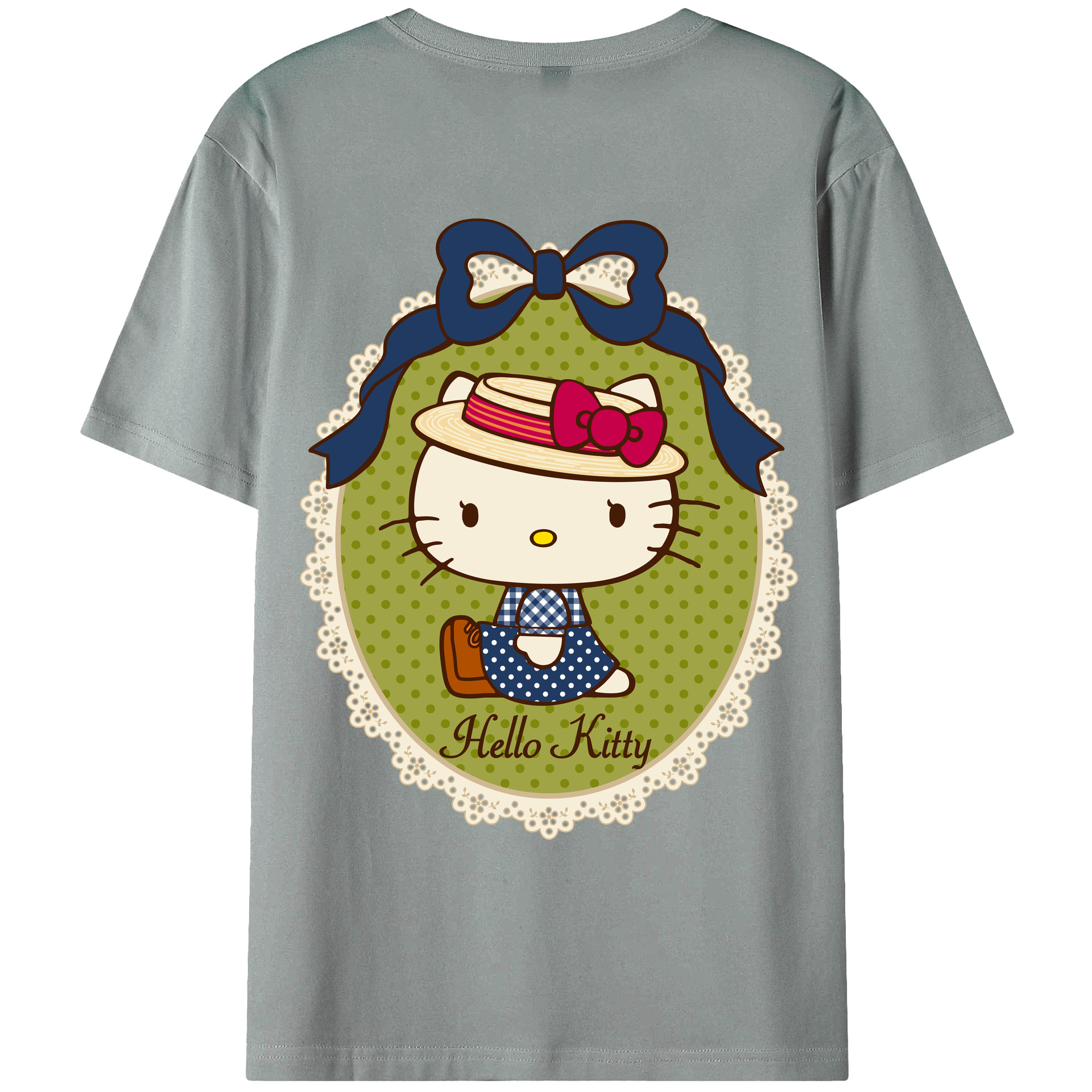 （画像用） Hello Kitty ハローキティ 綿100％ メンズ半袖Tシャツ（バックプリント） 通気性
